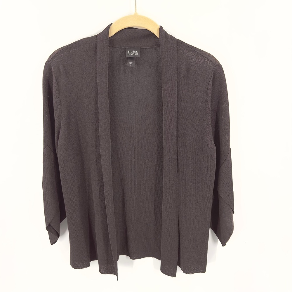 Eileen Fisher Open Front Cardigan Women Size Small Dark Brown Capsule Minimalist